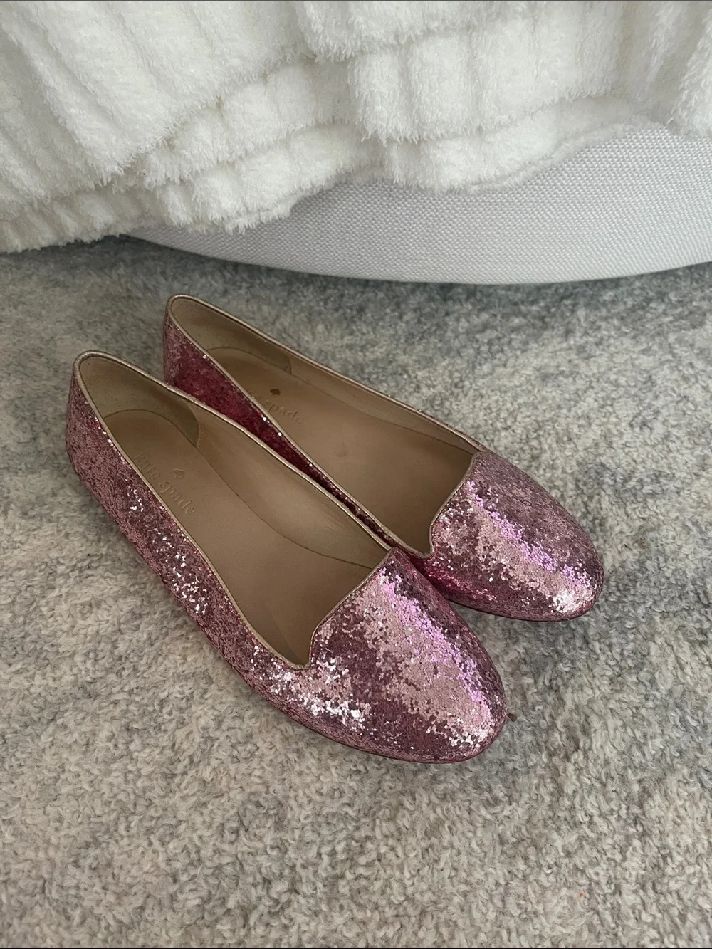 kate spade Pink Glitter Loafers